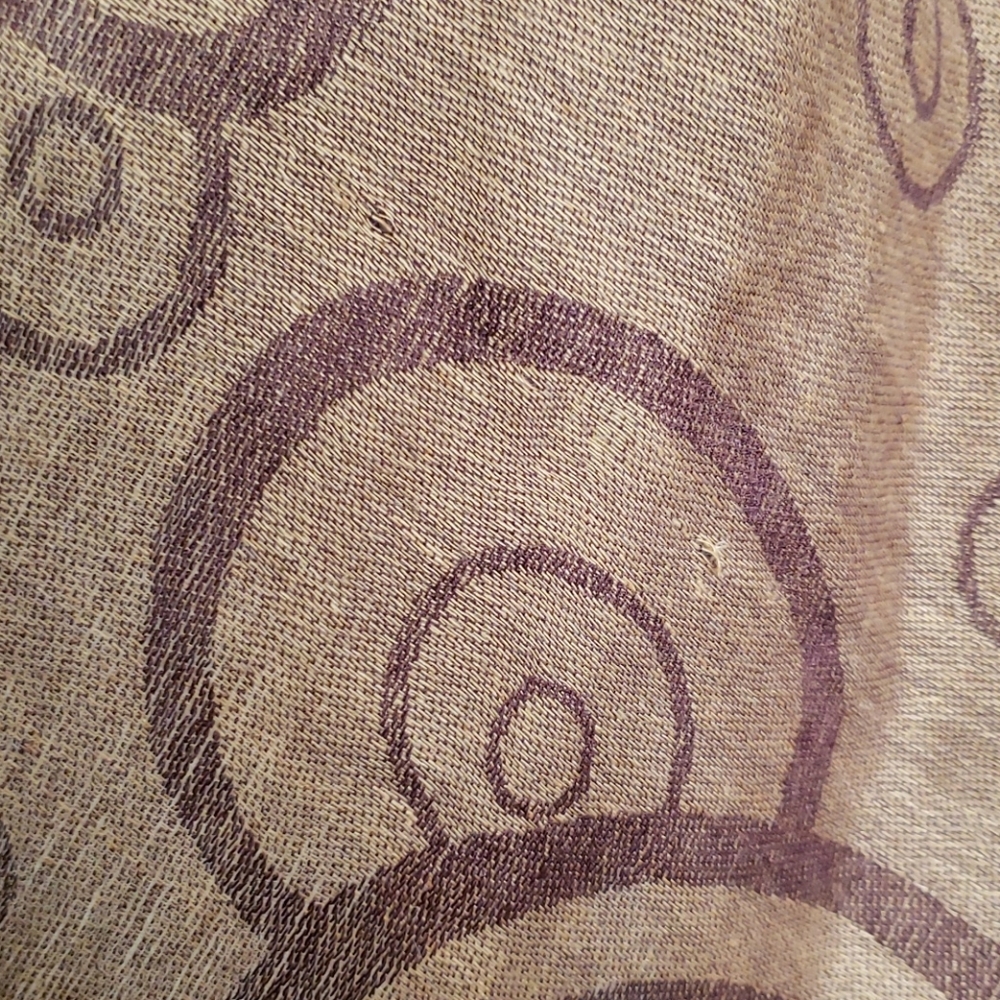 Pashmina Scarf Brown Geometric Circle Print Fringe Wrap Boho Chic - Picture 4 of 9